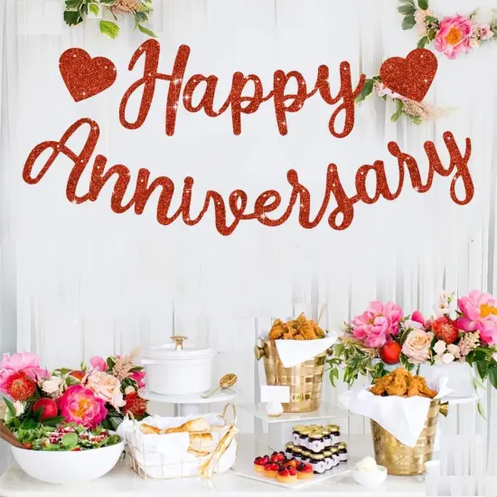 Red Happy Anniversary Banner {4}