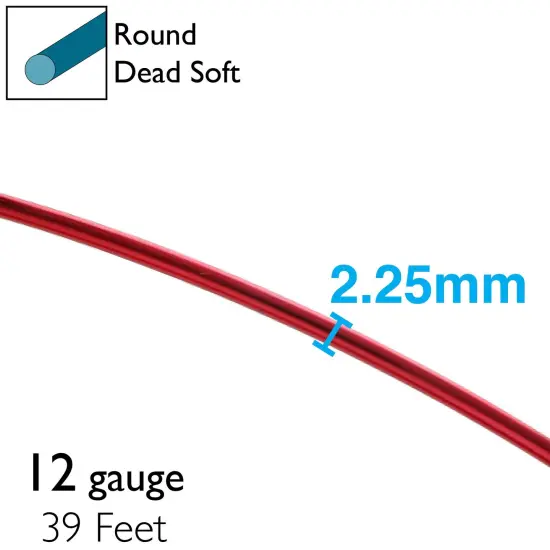 The Beadsmith 12-Gauge Anodized Aluminum Wire for Jewelry Making, Metal Wire for Wrapping Red {4}