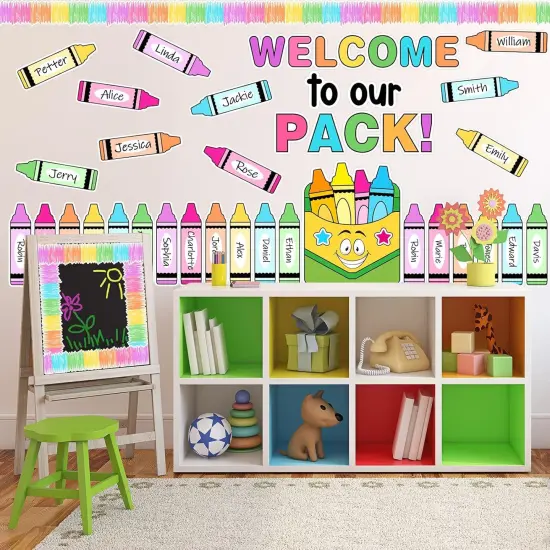 76 Pcs Back to School Crayon Bulletin Board Decoration Set {5}