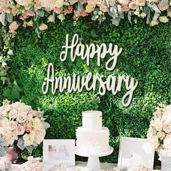 Happy Anniversary Banner Decorations- Wooden Happy Anniversary Sign {5}