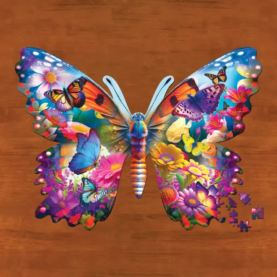 Collections Etc Unique Butterfly Shaped 500-Piece Puzzle {1}