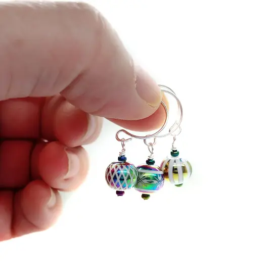 Tiny Christmas Ornaments, 8 pieces with Hooks, Miniature Glass Balls for Dollhouse Tree, Adorabilities {6}