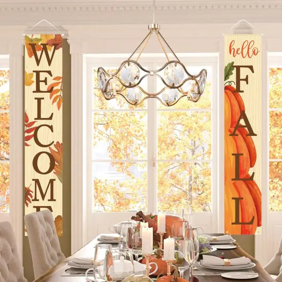 Welcome & Hello Fall Banners for Front Door {4}