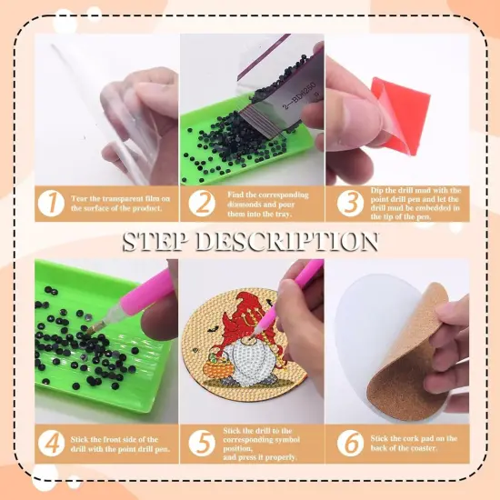 8PCS Halloween DIY Drink Coasters Kit {2}