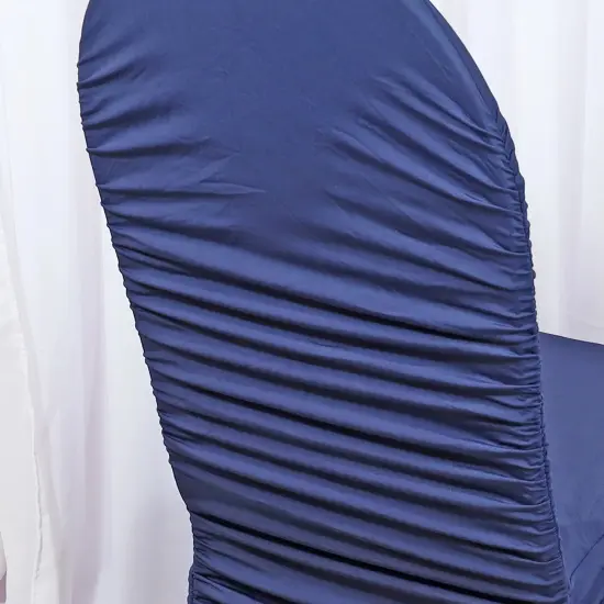 1 Piece Navy Blue Rouge Chair Cover, Ruffled Stretch Spandex for Banquet Chairs {3}