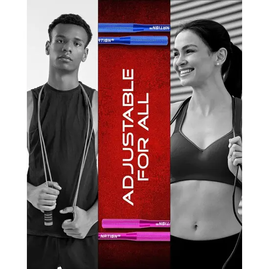 WOD Nation Aluminum Handle High Speed Adjustable Jump Rope for Women and Men - Perfect Skipping Rope for Boxing, Fitness, Workout - Blue {5}