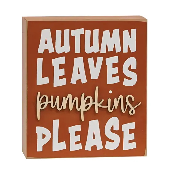 Autumn Leaves Pumpkins Please Box Sign 2 Asstd. {3}