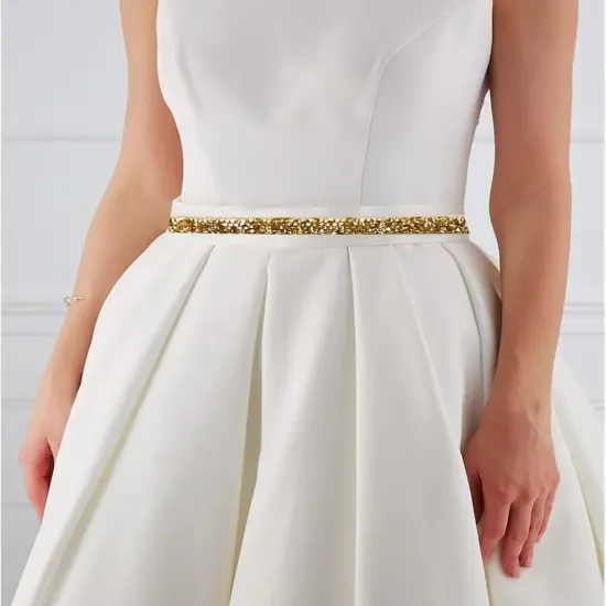 Gold Resin Rhinestone Ribbons - 0.4 Inch, 3 Yards {4}