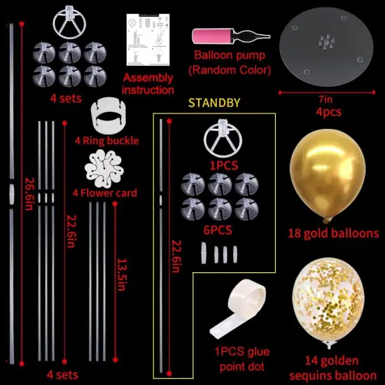 4 Set Gold Balloon Centerpieces for Table, Balloon Stand Kit {2}