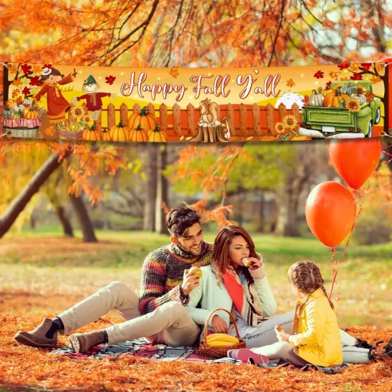 Fall Y'all Party Banner - Happy Fall Decorations {4}