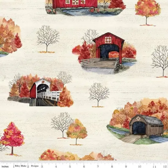 Main in Cream (cd16210-cream) | Covered Bridges in Fall | Tara Reed | Riley Blake {1}
