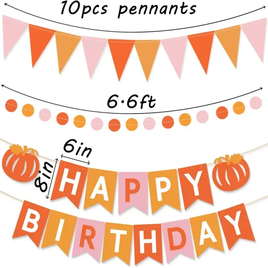 Thanksgiving Birthday Party Decorations Pink and Orange Groovy {4}