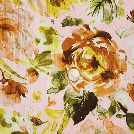 1 Yard Pink Salt Rayon Crepon Fabric Lightweight Woven Crinkle Material for Dresses Tops 50/52" Wide {4}