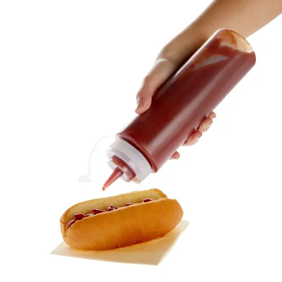 6 Pack 24 oz Plastic Condiment Squeeze Bottles with Caps, Empty Squirt Bottles for Ketchup, Mustard, Sauces Clear {5}