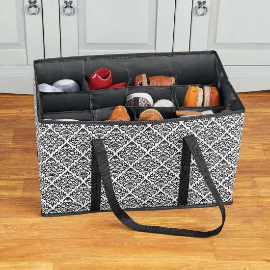 Collections Etc Foldable Shoe Organizer Tote - Holds 12 Pairs {1}