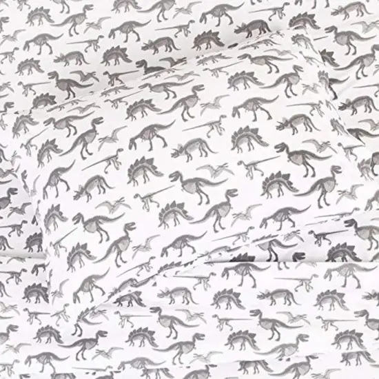 Kids Rule 3-Piece Dinosaur X-ray Sheet Set for Boys & Kids - 1 Twin Flat Sheet, 1 Twin Fitted Sheet & 1 Queen Pillowcase, Soft Brushed Microfiber Polyester Bed Sheet, Smooth & Durable Multicolor {1}