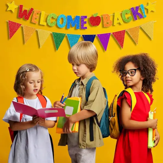 Welcome Back to School Banner Colorful Back to School Decorations {3}