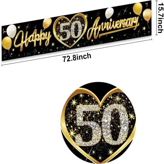 Happy 50th Wedding Anniversary Banner Decorations {2}