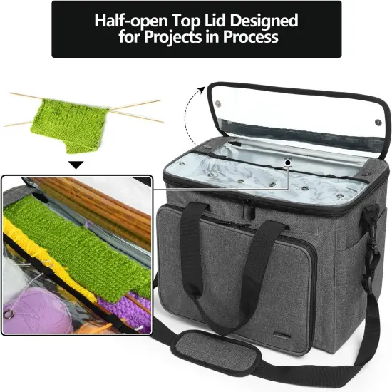 Knitting Bag - Yarn Tote Organizer with Inner Divider {2}