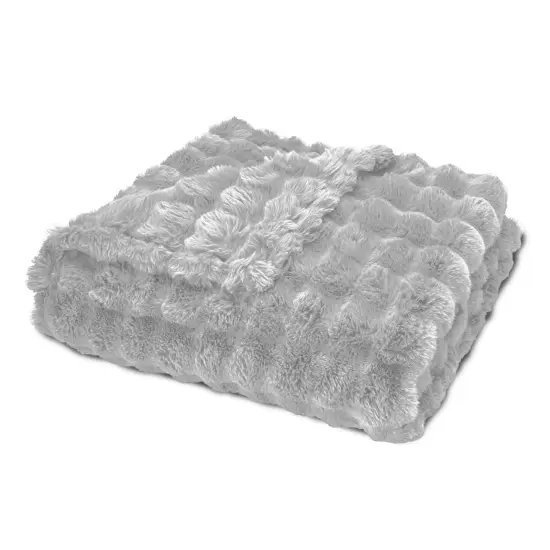 Ultra Fine Faux Fur Throw Blanket Lunar Rock 50X70 Inches {4}