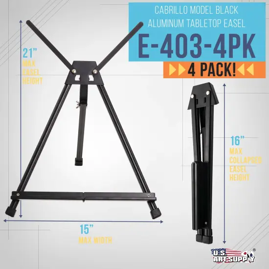 Tabletop Easel for Painting - 15" to 21" Adjustable Metal Painting Easel - Portable Art Easels (Pack of 4) for Display Table Stand - Canvas, Whiteboards, Posters, Signs, Drawings {2}