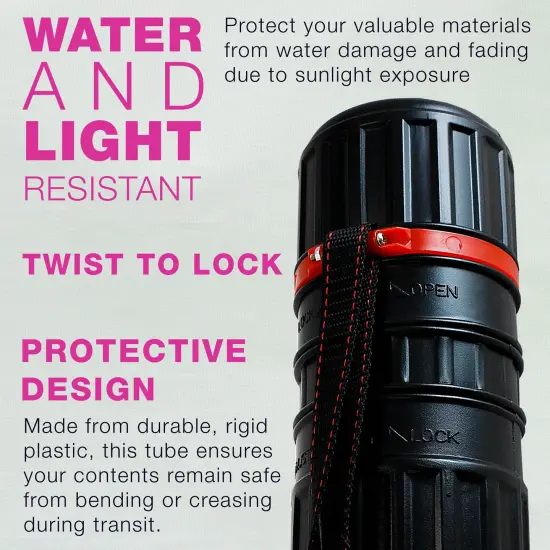 Poster Tube - Telescoping Adjustable 30-1/4" to 52" - Durable 4" Diameter Storage Tube - Art Poster Carrier Holder & Blueprint Storage Drafting Tube Travel & Protection {4}