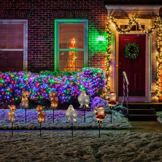 Northlight Lighted Rudolph and Friends Christmas Outdoor Pathway Markers - Set of 4 Blue {1}