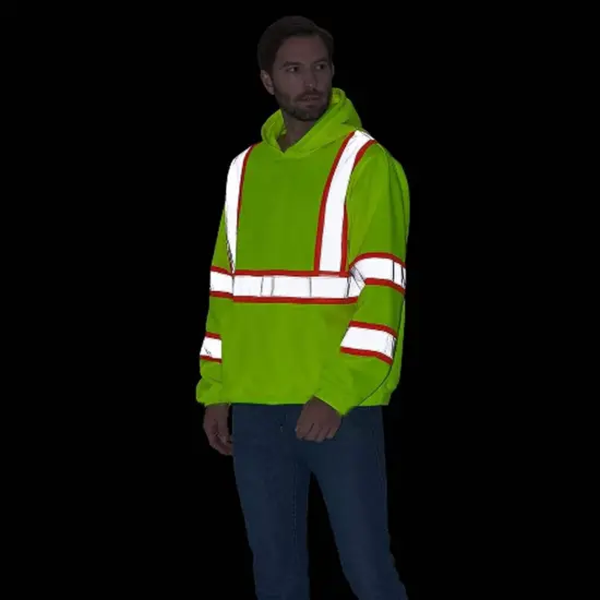RADYAN&reg; High Visibility Long Sleeve Safety Hoodie with Reflective Strips and Hood for Construction Work {5}