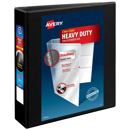 Avery Heavy-Duty View 3 Ring Binder, 2" One Touch Slant Rings, 530-Sheet Capacity, 2.8 Inch Wide Spine, Great for Home, School Supplies, Office, or Organization Needs, 1 Black Binder (05500) {1}