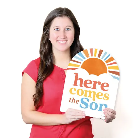 Big Dot of Happiness Here Comes The Son Small Outdoor Lawn Decoration, Boy Boho Baby Shower Welcome Yard Sign - 1 Piece {7}