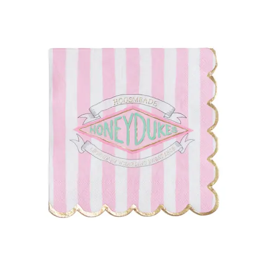 HARRY POTTER X BONJOUR F&Ecirc;TE HONEYDUKES LARGE PINK STRIPE NAPKINS {1}