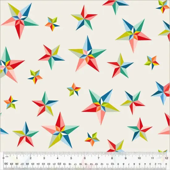 Multicolor Pinwheel Stars Cotton Wideback Fabric per yard {1}