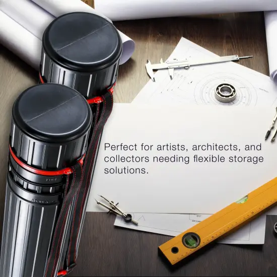 Large Telescoping Drafting Tube (Pack of 2) - 4-7/8" Outside/4-1/2" Inside Diameter, Expands 30-1/4" to 47-3/4", with Shoulder Strap {6}