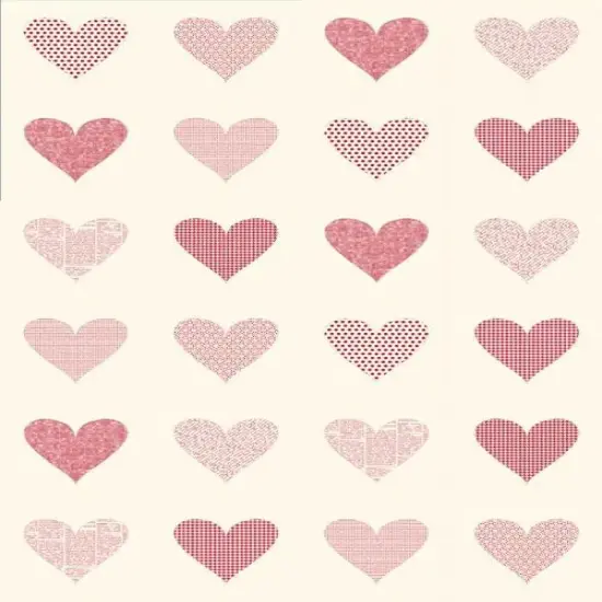 Printworks Flirt Unbleached Red Hearts Moda Digital Panel {1}