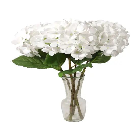 17.75" Artificial Hydrangea Stem with 8" White Bloom &ndash; Realistic Faux Flower for Home, Wedding, and Event D&eacute;cor {5}