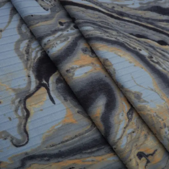 1 Yard 8X3 Yummy Rib Marble Print Stretch Knit Fabric 58/60 Inches Wide BLUE LT/CHARCOAL {7}