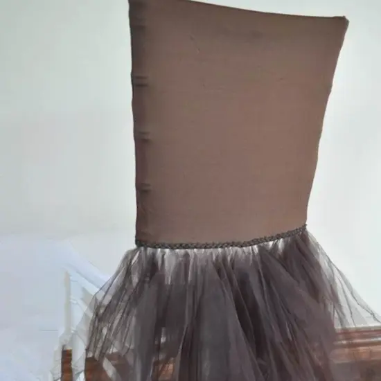 1 Piece Chocolate Luxe Spandex Chiavari Chair Cover with Flowing Ballerina Skirt {3}