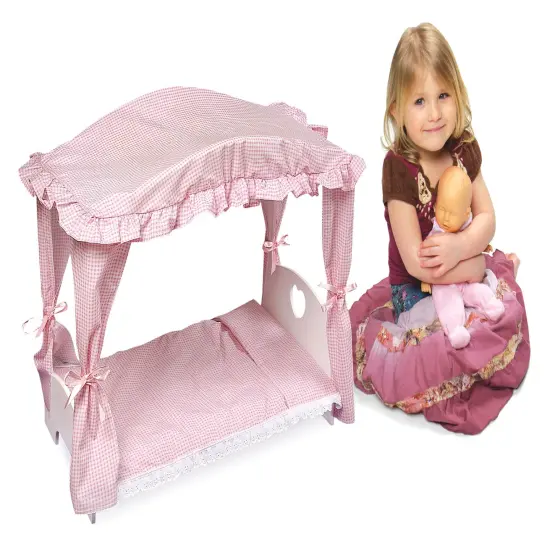 Badger Basket Canopy Doll Bed with Bedding - White/Pink {6}