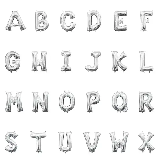 Anagram&reg; 16" Silver Letter Balloons A&ndash;Z Air Fill Only Mylar by {1}