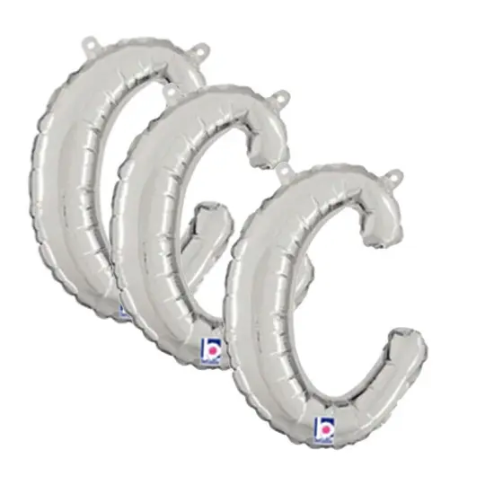 Betallic&reg; 14 Inch Script Letter C Silver Air Fill Only Balloon {2}