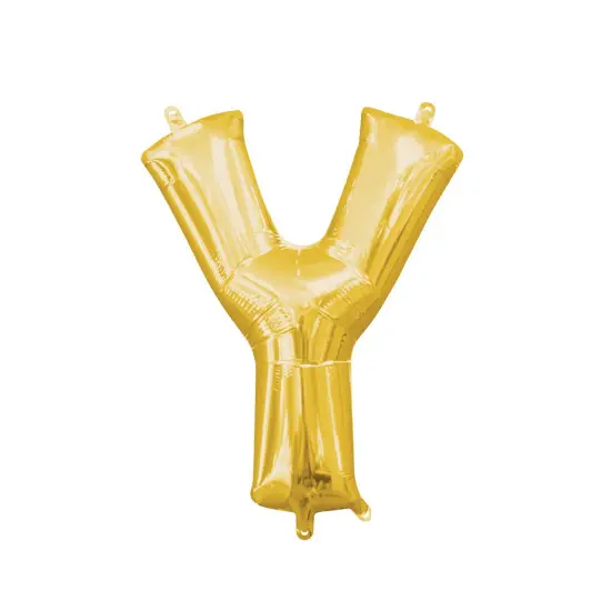 Anagram&reg; 16" Gold Letter Y Balloon Air Fill Only Foil Mylar {2}