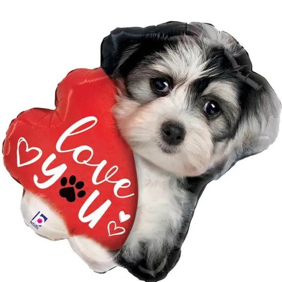 Love You Puppy Foil Balloon Unique Shape 24" {4}