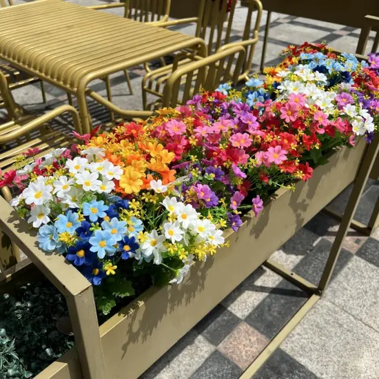 12 Bundles Artificial Fake Flowers for Outdoor Decoration,Shyshining UV Resistant Faux Plastic Fabric Greenery Shrubs Plants Fake Flowers Hanging Planter Kitchen Home Garden Wedding Decor {4}