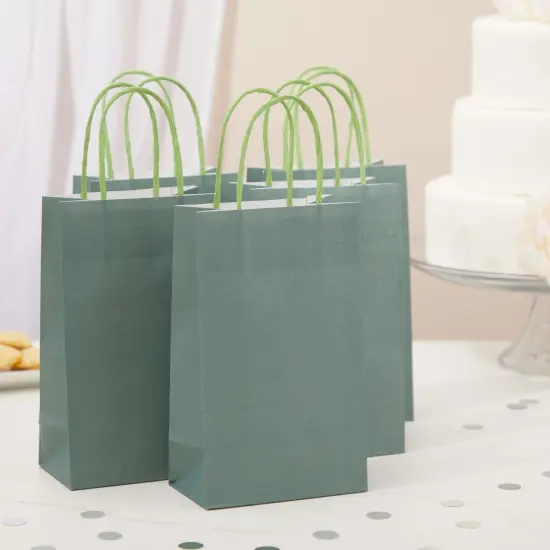 25-Pack Dark Green Gift Bags with Handles, 9 x 5.5 x 3-Inch Paper Goodie Bags for Party Favors and Treats, Birthday Party Supplies {3}
