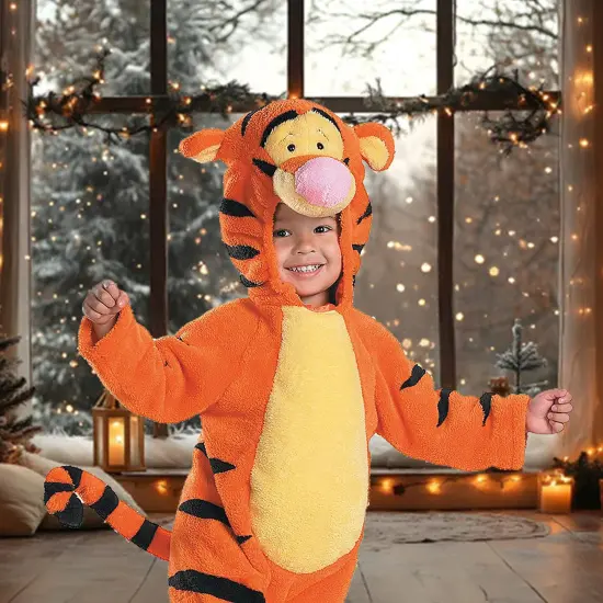Toddler Tigger Plush Jumpsuit Costume with Hood for Halloween Parties Toddler (12 - 18M) {2}