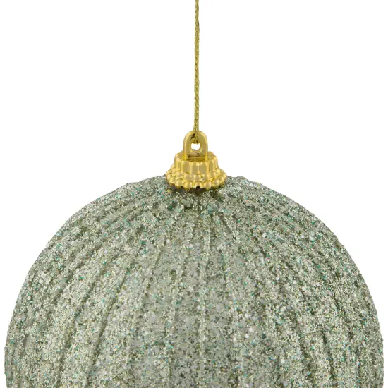 Northlight Holographic Glitter Shatterproof Christmas Ball Ornament - 4" - Tea Green {6}