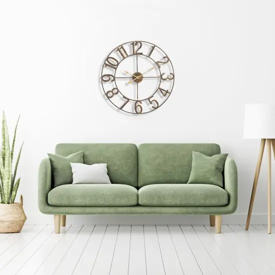Sorbus Large Wall Clock - 24-inch Decorative Numeral Wall Clock - Battery Operated Analog - Living Room and Kitchen D&eacute;cor Bronze {5}