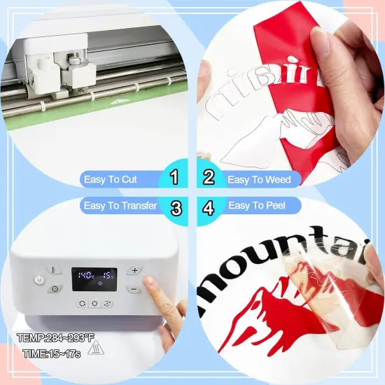 12Inches&times;20FT Iron on for T Shirts Easy to Cut and Weed Compatible- (White, 12Inches&times;20FT) {5}