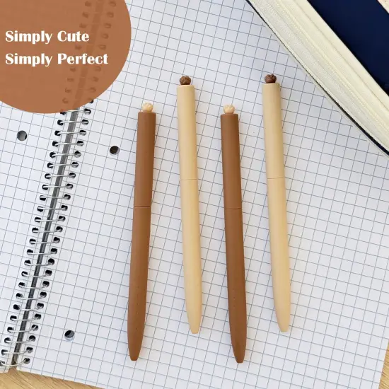 Wrapables Retractable Black Ink Gel Pens, 0.5mm Fine Point, for Home Office Work (Set of 6), Sepia {4}