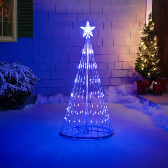 Northlight LED Lighted Show Cone Christmas Tree with Star - 4' - Blue White {4}